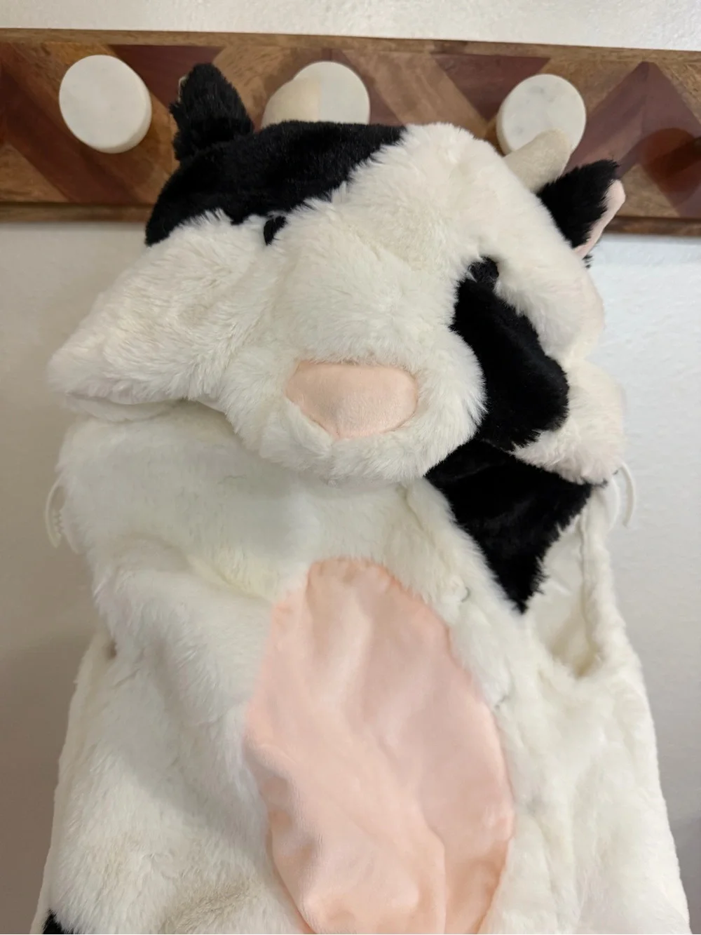 Pottery Barn Baby Plush Cow Halloween Costume - Cream & Black 12-24m